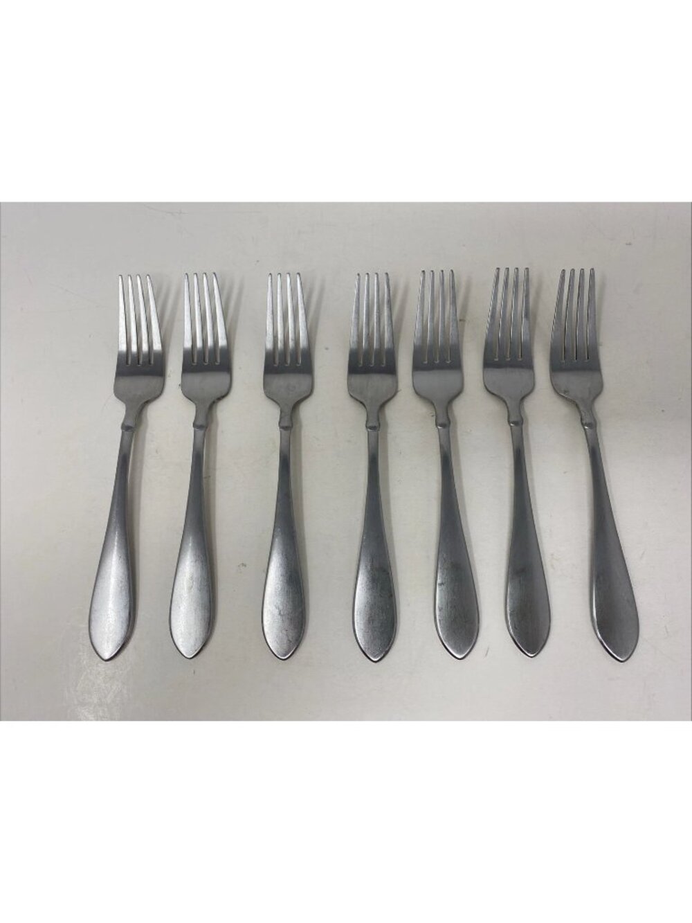 Set of 7 Oneida Vertex Stainless Salad Forks Teardrop Pointed